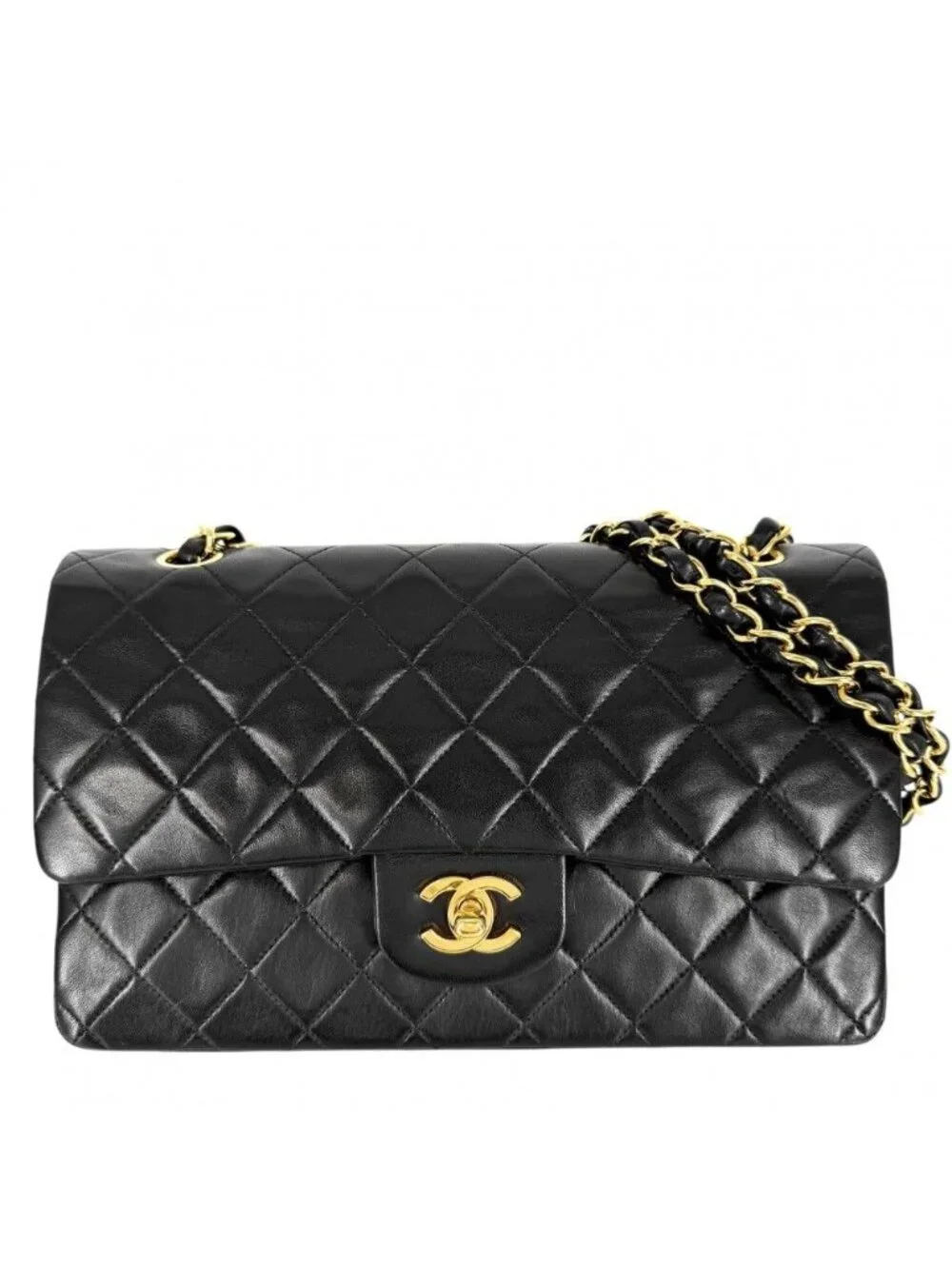 Chanel Shoulder Bag Quilted 25 Double Chain CC Logo Flap Crossbody Lambskin